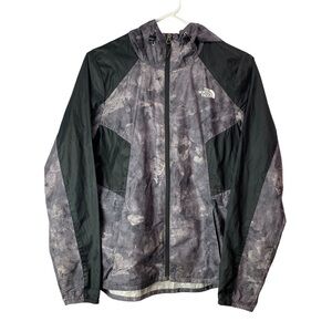 The North Face windbreaker jacket lightweight coat gray print black womens small
